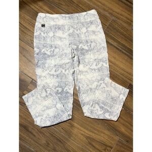 Lisette L Montreal Slim Ankle Pants Stretch Size 12 Ivory & Gray Snakeprint